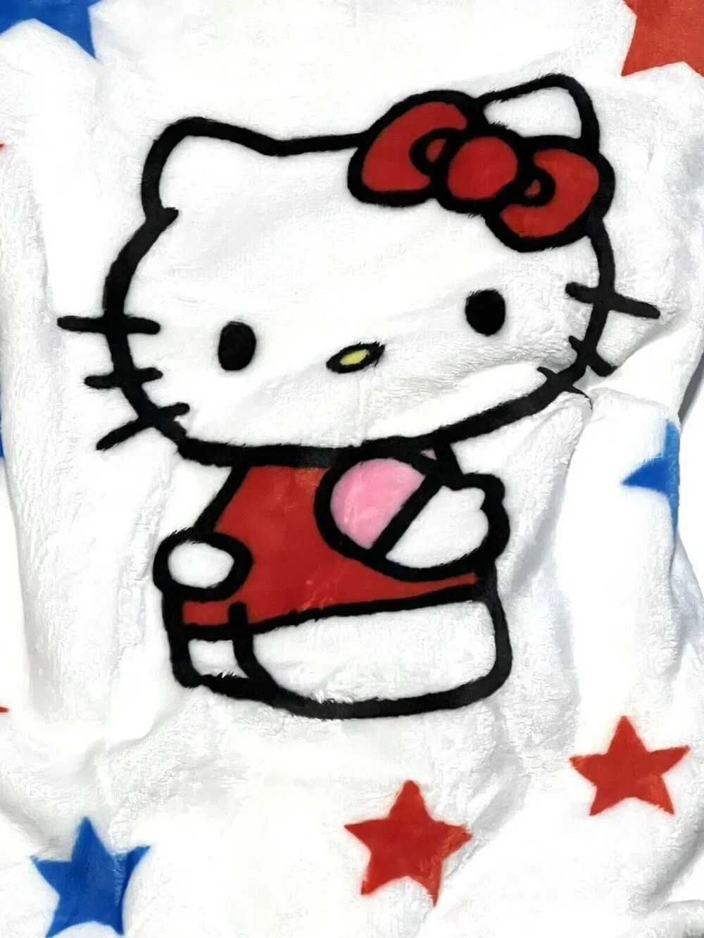 Hello Kitty Throw Blanket USA Stars Red White Blue July 4 Patriot 60X70” Fleece